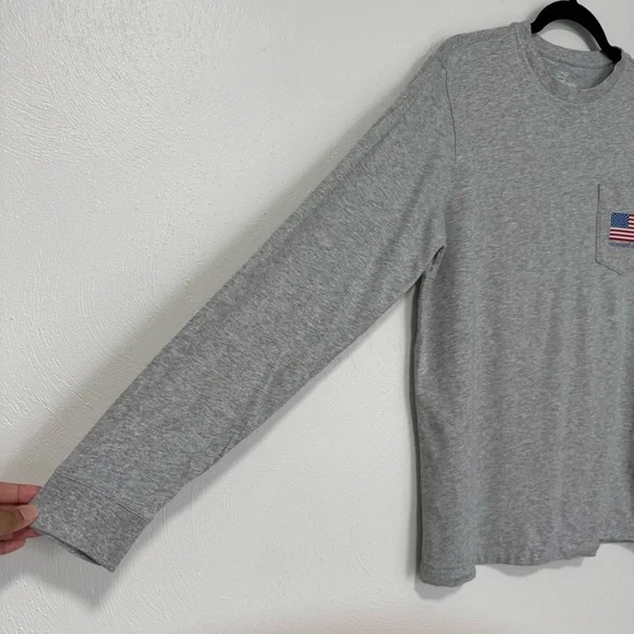 Vineyard Vines Long Sleeve Pocket Tee Men's Small Gray Flag Lacrosse Americana‎ - Picture 5 of 12